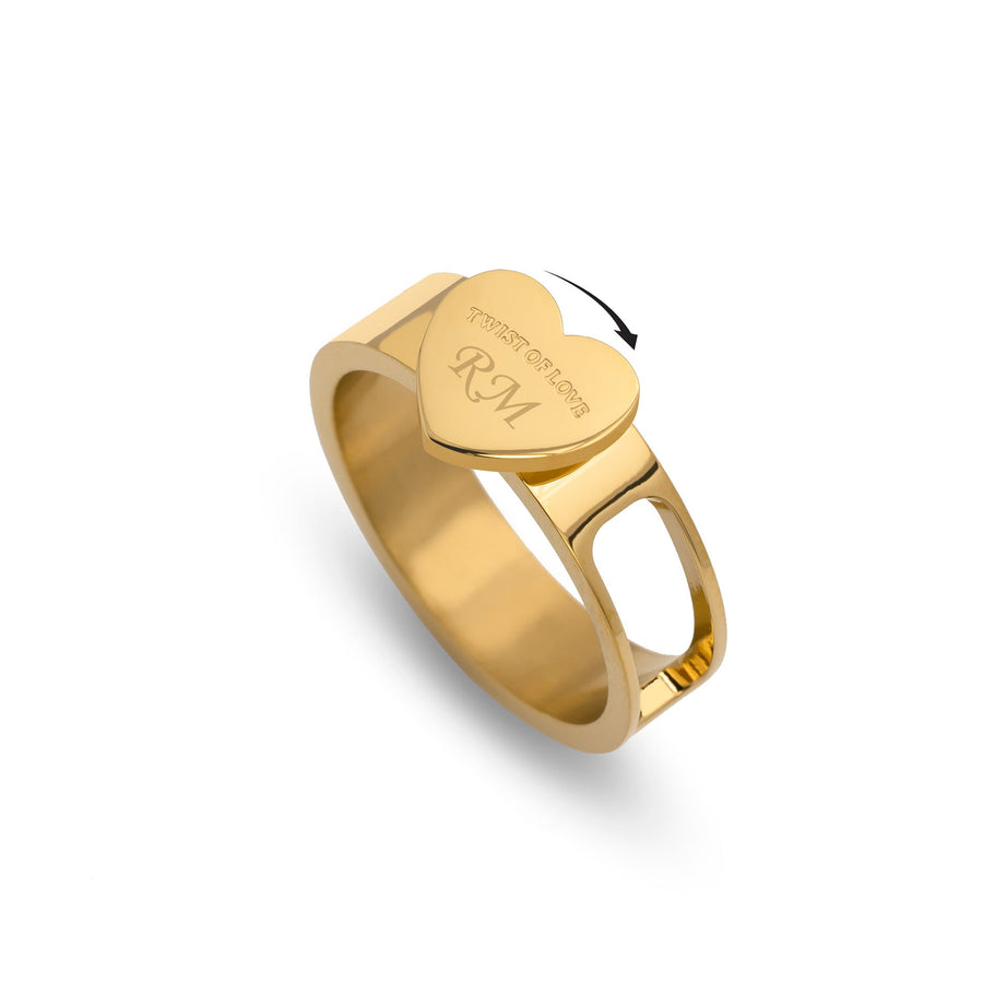 Twist of love ring gold initials