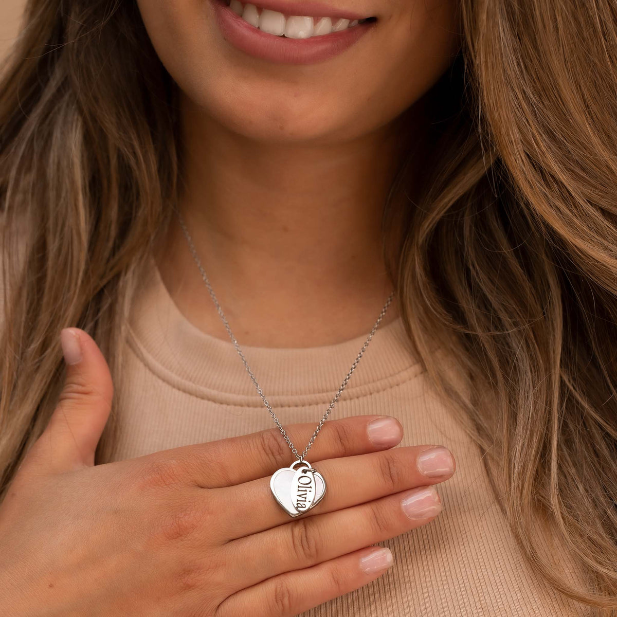 Seashell heart & tag silver