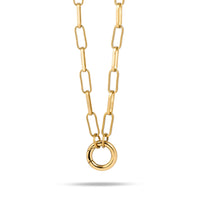 Loose letter & birthstone link chain gold
