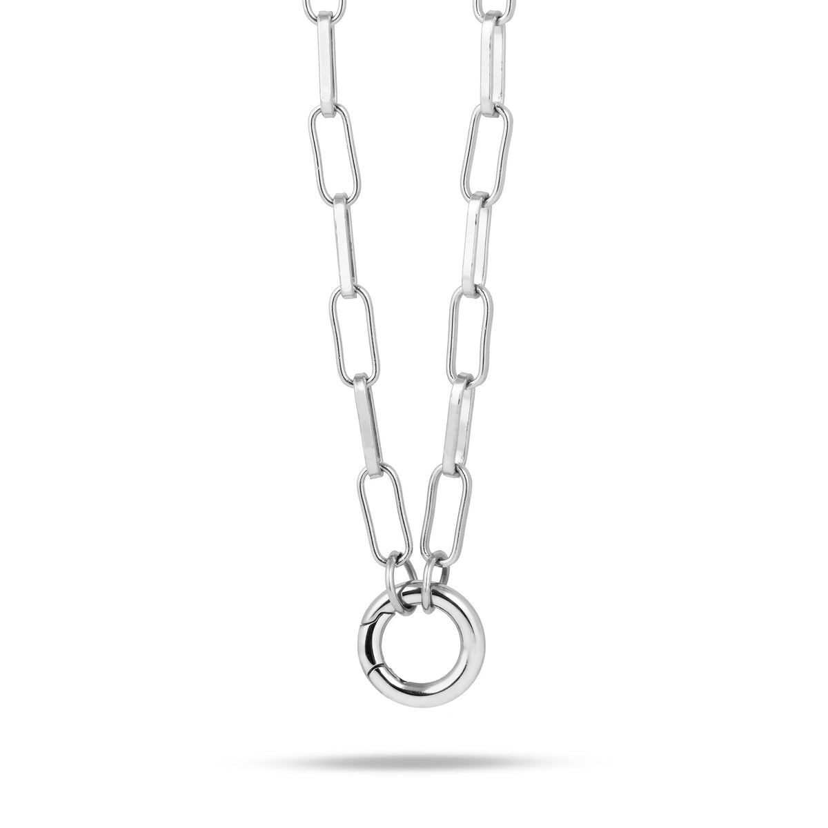 Loose letter & birthstone link chain silver