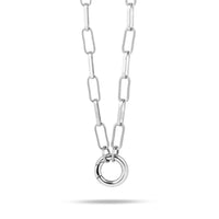 Loose letter & birthstone link chain silver
