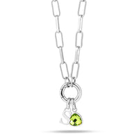 Letter & birthstone link chain silver