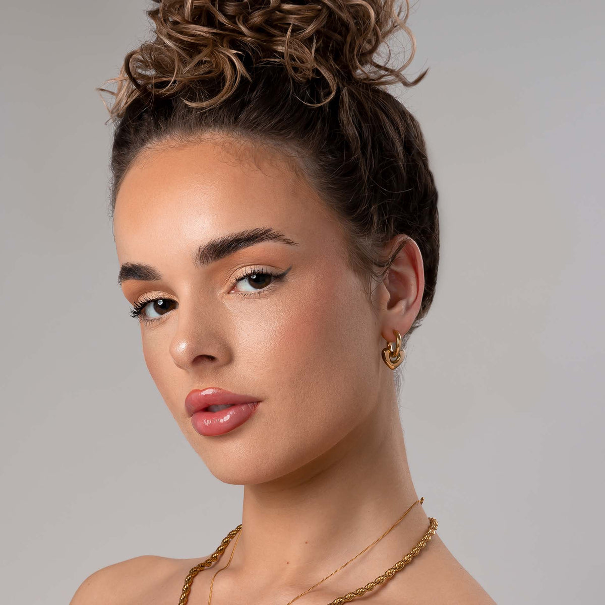 Bubble heart earring gold