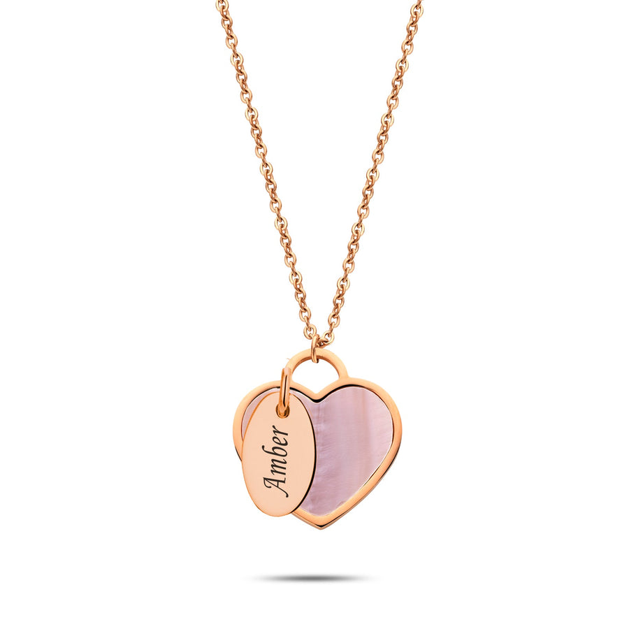 Seashell heart & tag rosé gold