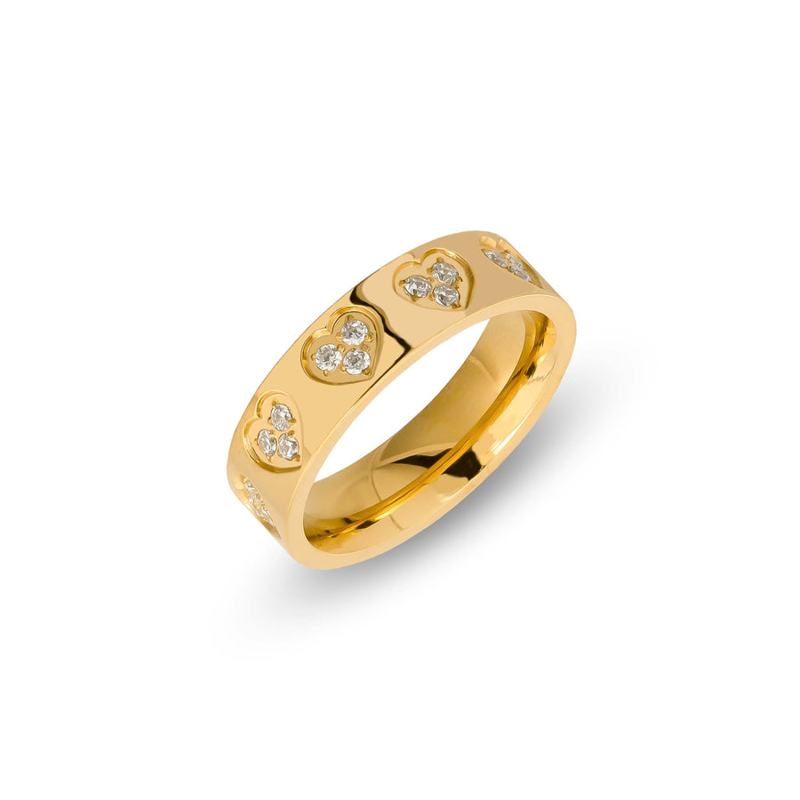 Zirconia heart ring gold